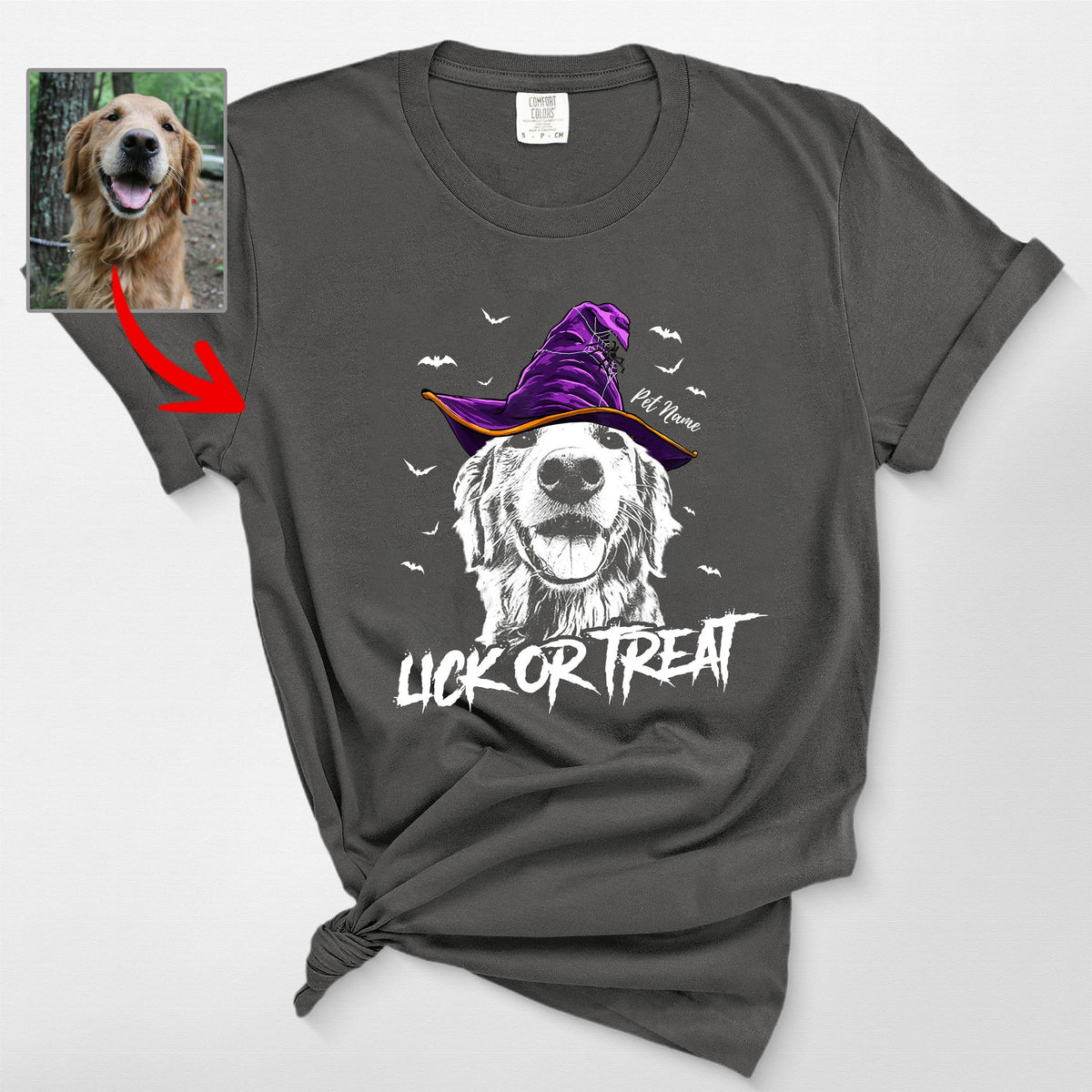 Fall-O-Ween Customized Dog Portrait Halloween T-Shirt Fall Season Dog Lovers Gift