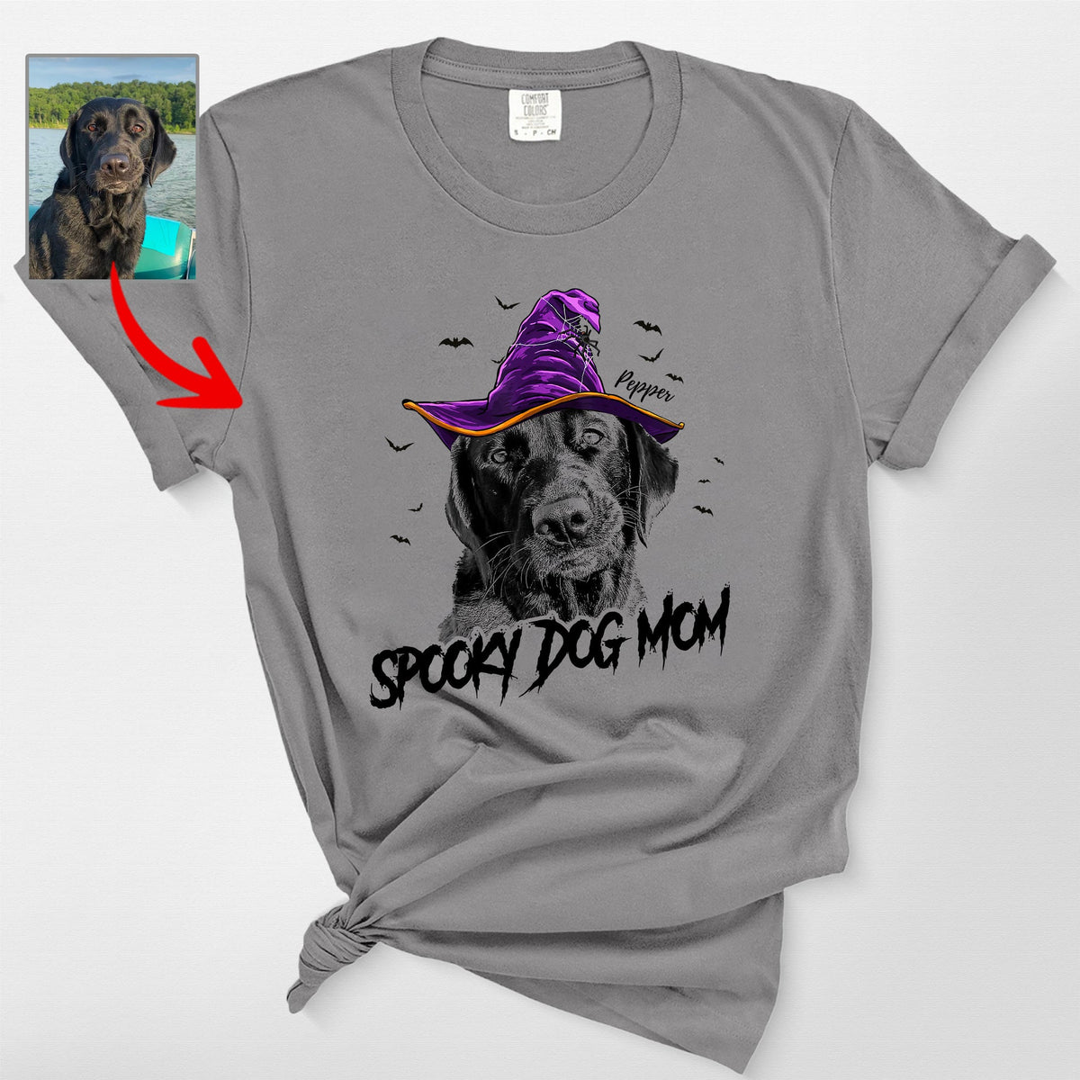 Fall-O-Ween Customized Dog Portrait Halloween T-Shirt Fall Season Dog Lovers Gift