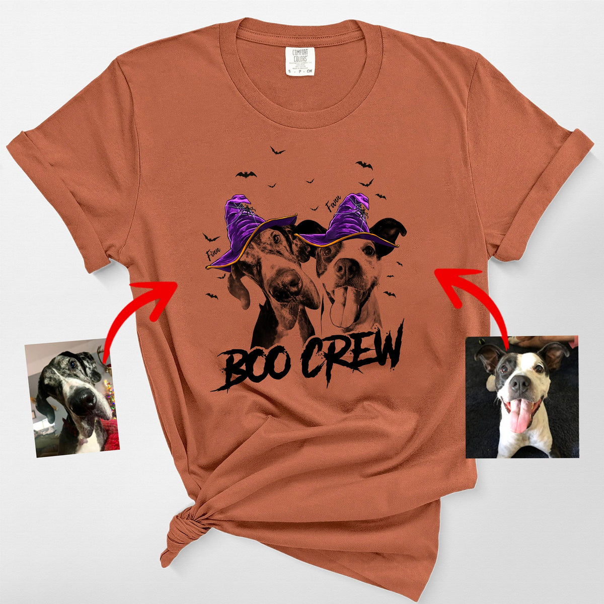 Fall-O-Ween Customized Dog Portrait Halloween T-Shirt Fall Season Dog Lovers Gift
