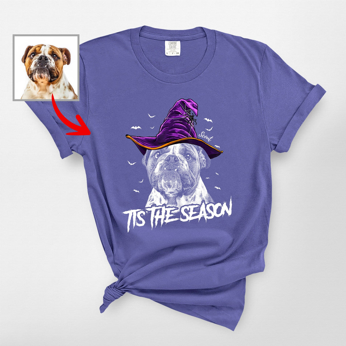 Fall-O-Ween Customized Dog Portrait Halloween T-Shirt Fall Season Dog Lovers Gift