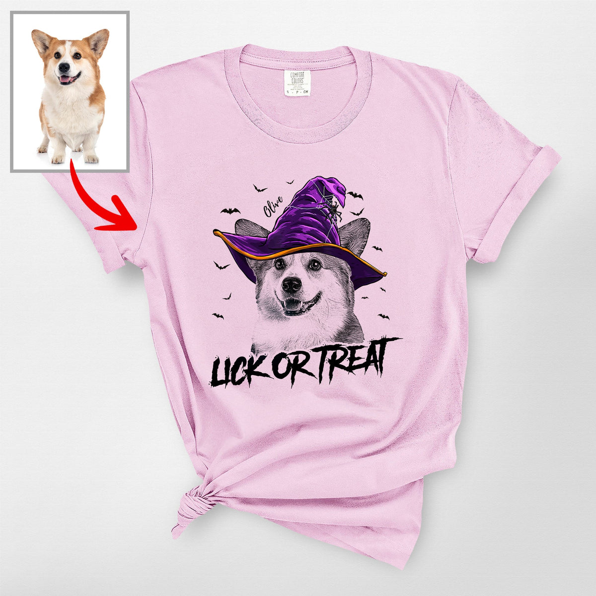 Fall-O-Ween Customized Dog Portrait Halloween T-Shirt Fall Season Dog Lovers Gift