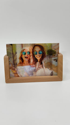 Custom Lenticular Photo Print with Wooden Stand - Personalized 2-in-1 Flip Picture Gift Decor for Couples, Family, Wedding