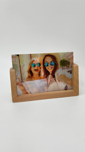 Custom Lenticular Photo Print with Wooden Stand - Personalized 2-in-1 Flip Picture Gift Decor for Couples, Family, Wedding