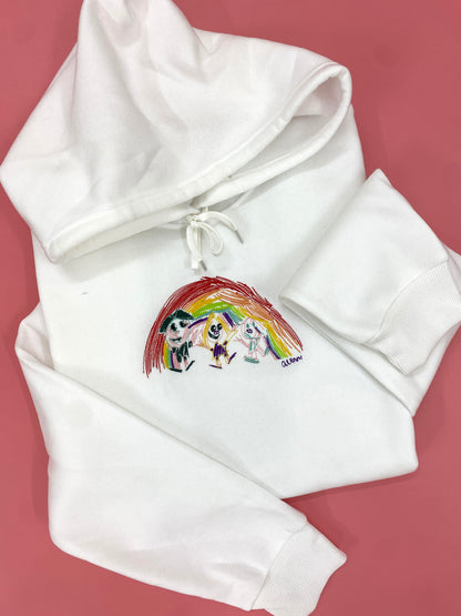Personalized kids drawing artwork shirt - Embroidered custom photo shirt - Handmade shirt
