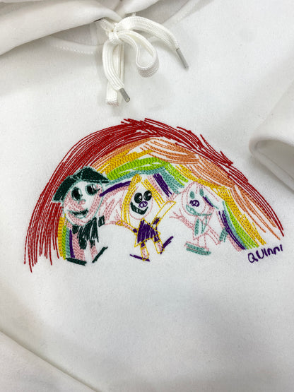 Personalized kids drawing artwork shirt - Embroidered custom photo shirt - Handmade shirt
