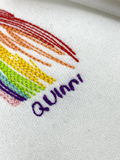 Personalized kids drawing artwork shirt - Embroidered custom photo shirt - Handmade shirt
