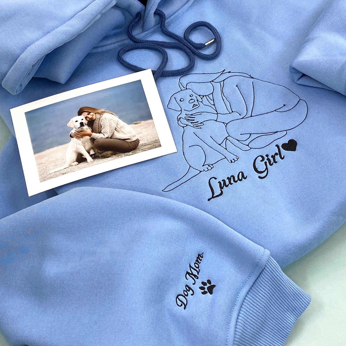 Personalized Embroidered Custom Dog Face with photo Hoodie