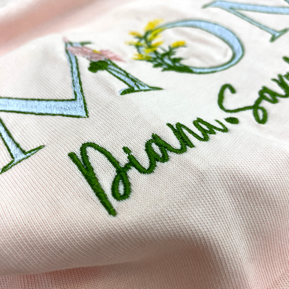 Mama Embroidered Fall Floral - Personalized Embroidered Apparel - Gift For Mother, Grandma, Sister