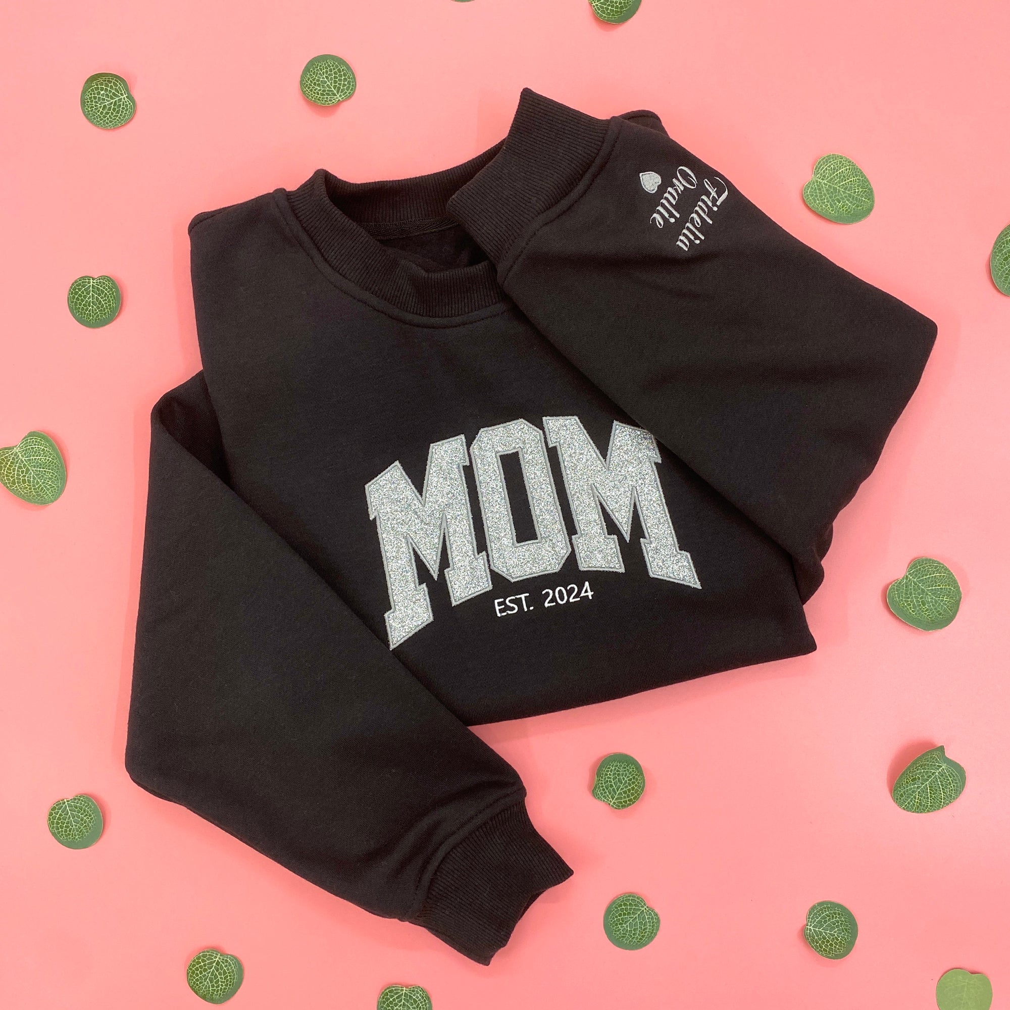MAMA Glitter Applique Embroidered Shirt
