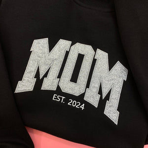 MAMA Glitter Applique Embroidered Shirt