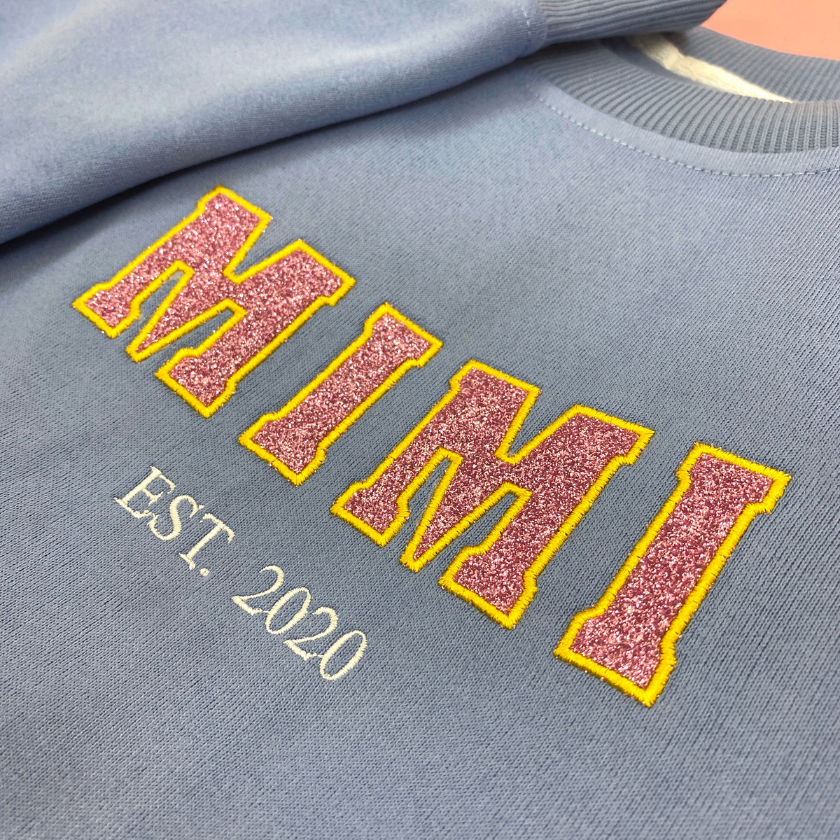 Mama Glitter Est Year Custom Kid Name Embroidered Shirt