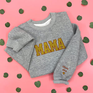 Mama Glitter Est Year Custom Kid Name Embroidered Shirt