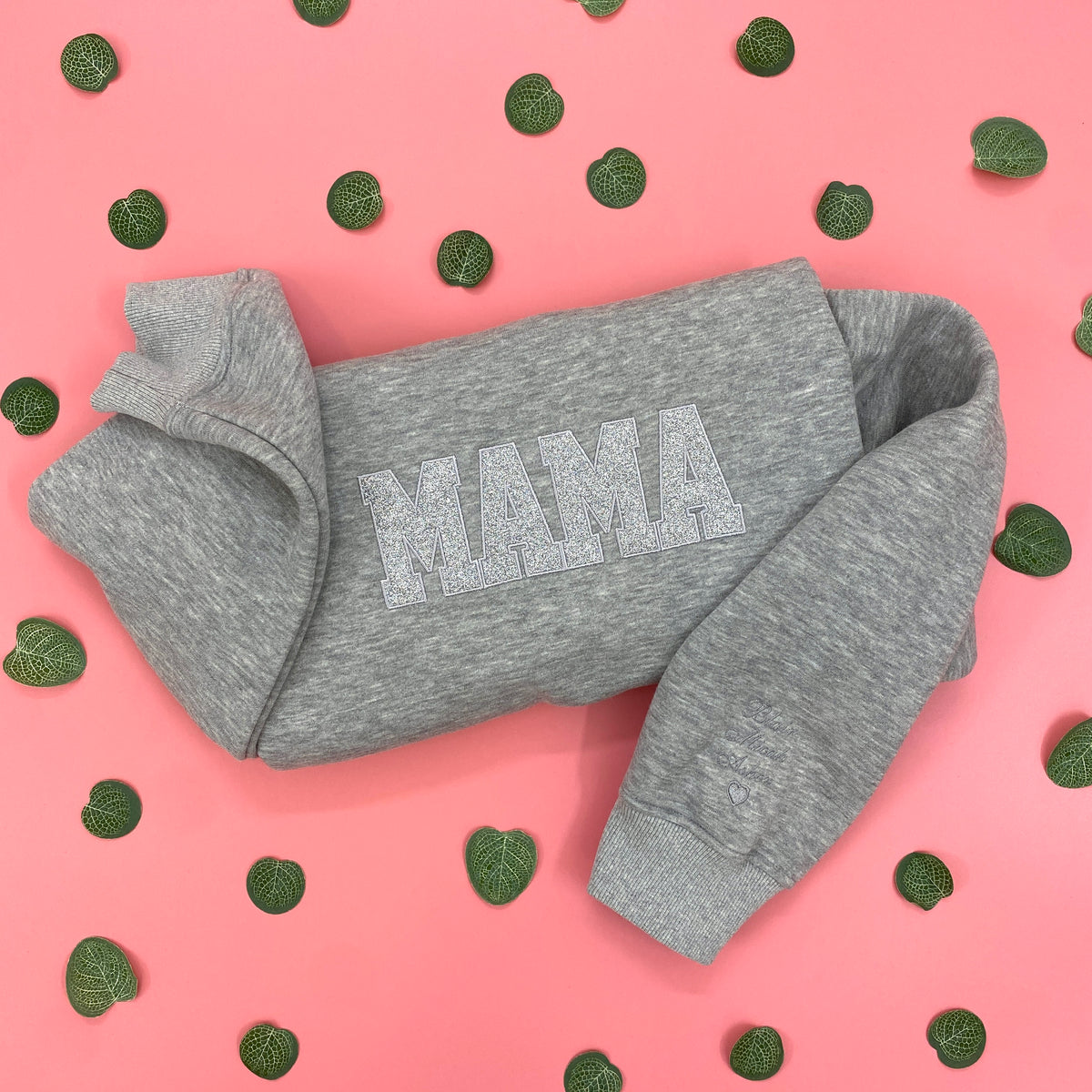 Mama Glitter Est Year Custom Kid Name Embroidered Shirt