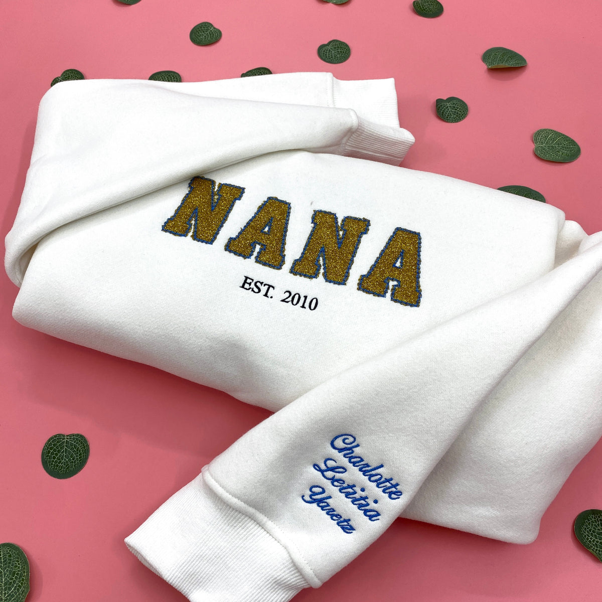 Mama Glitter Est Year Custom Kid Name Embroidered Shirt
