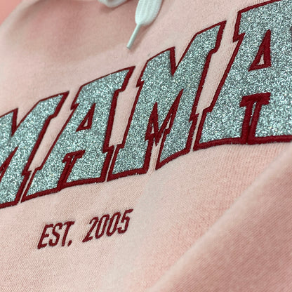 MAMA Glitter Applique Embroidered Shirt