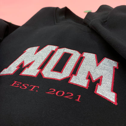 MAMA Glitter Applique Embroidered Shirt