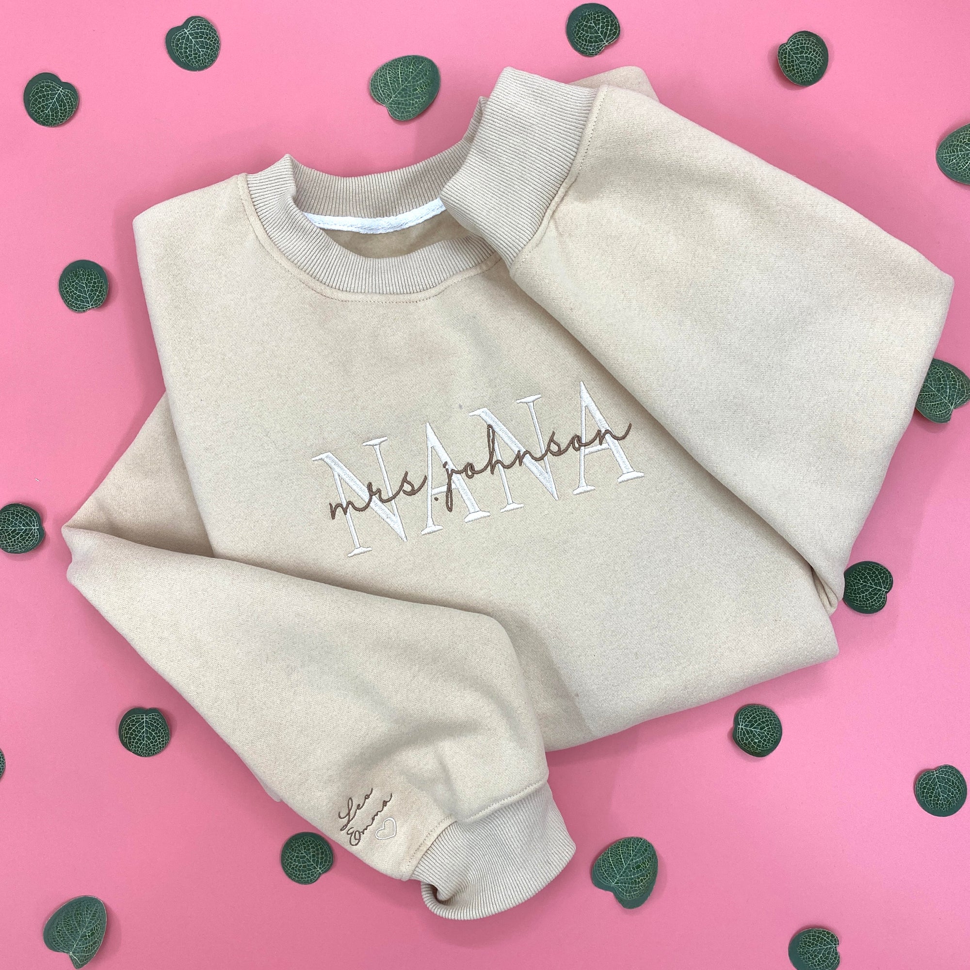 Personalized Mama With Kids Name Embroidered Apparel