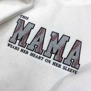 Baseball Mama With Kids Name Glitter Embroidered Shirt