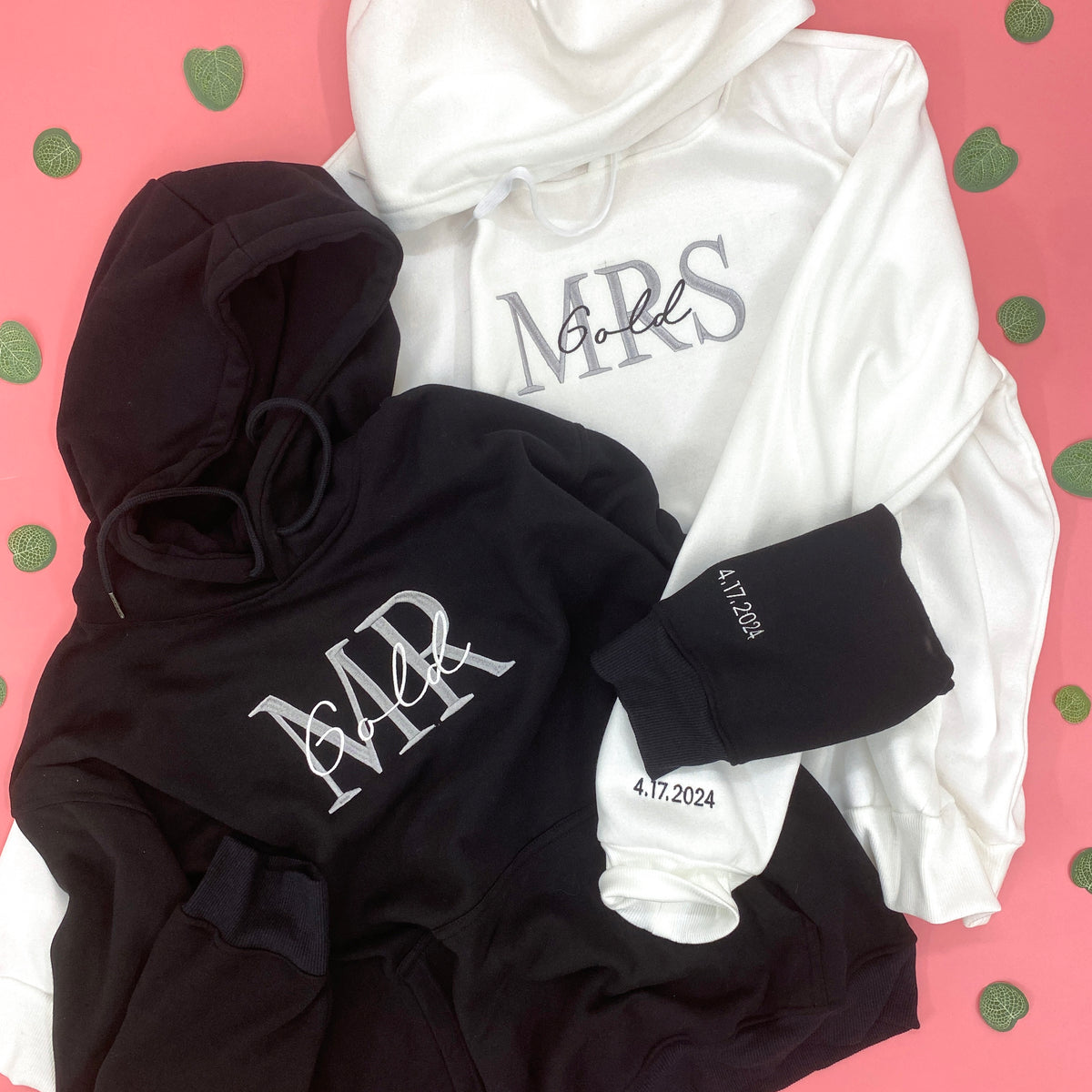 Mrs And Mr Embroidered Sweatshirt, Date On Sleeve