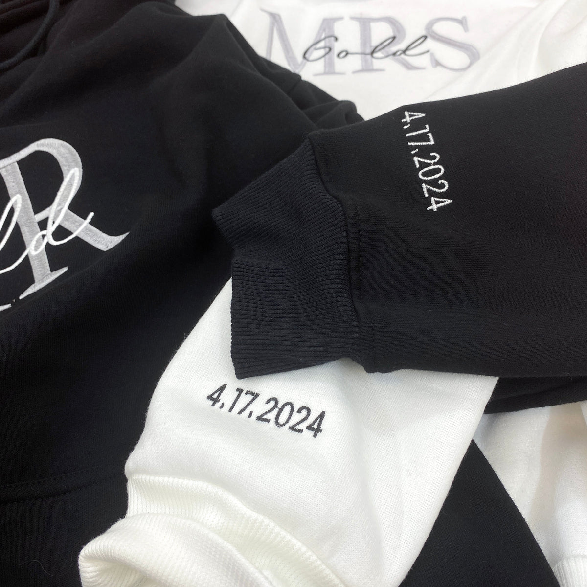 Mrs And Mr Embroidered Sweatshirt, Date On Sleeve