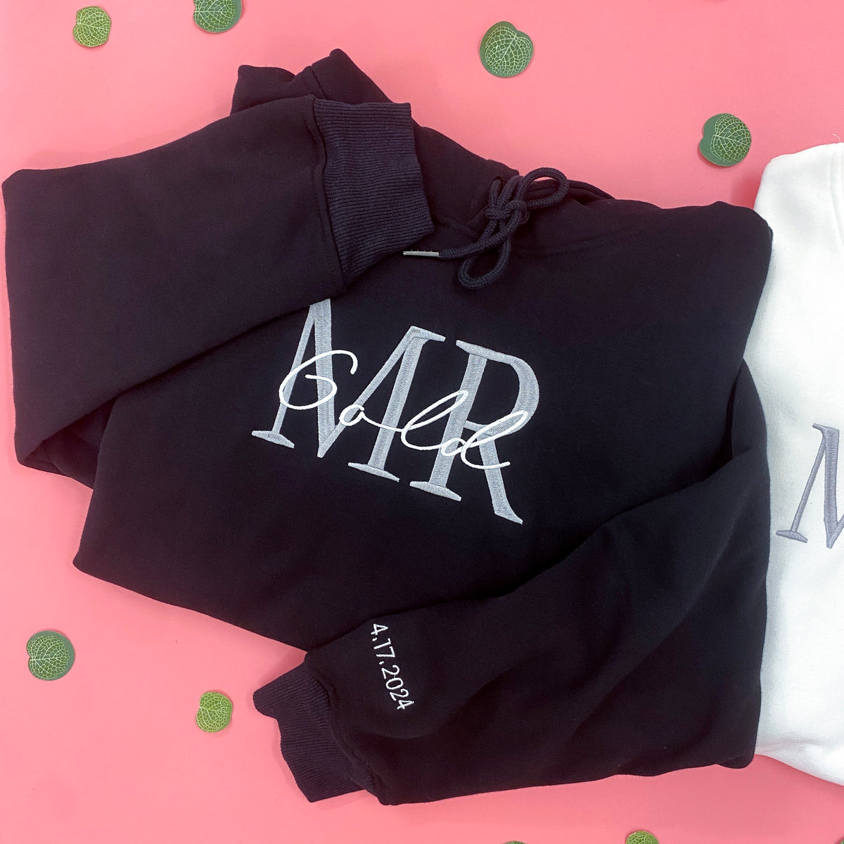 Mrs And Mr Embroidered Sweatshirt, Date On Sleeve