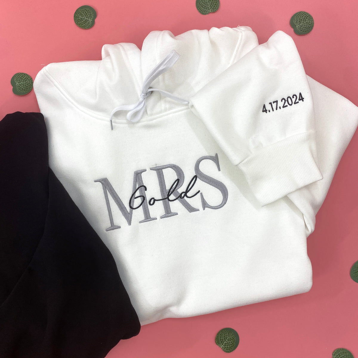 Mrs And Mr Embroidered Sweatshirt, Date On Sleeve