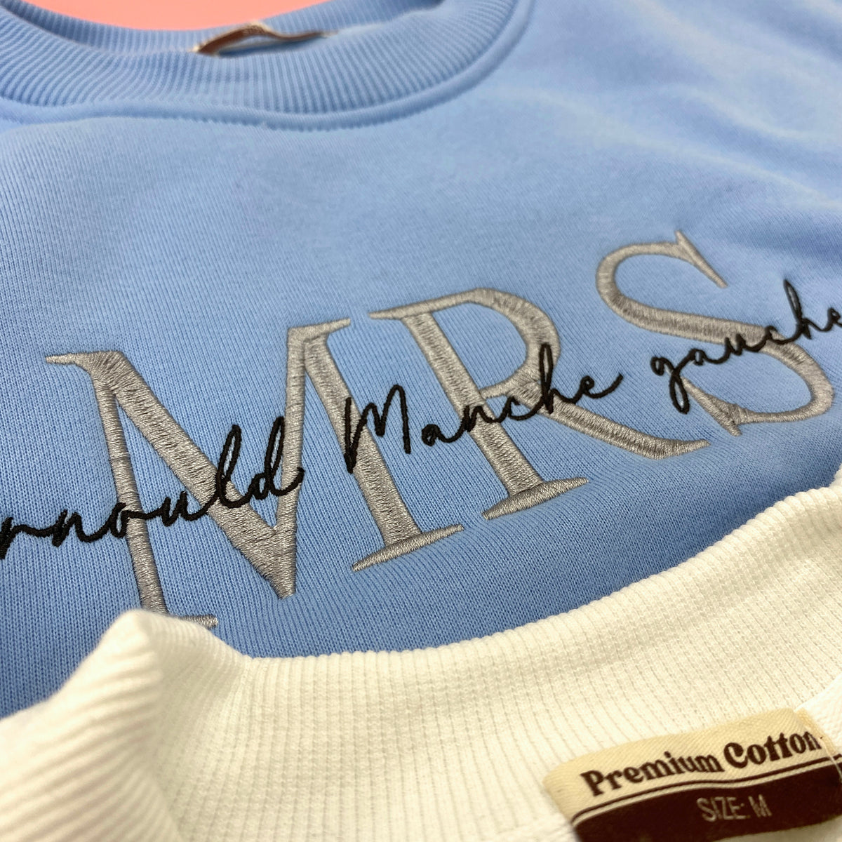 Mrs And Mr Embroidered Sweatshirt, Date On Sleeve