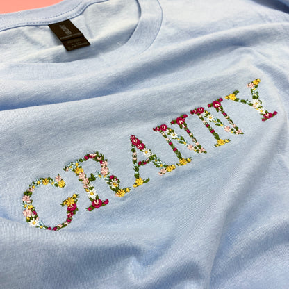 Embroidered Shirt Floral Mama Grandma Abuela