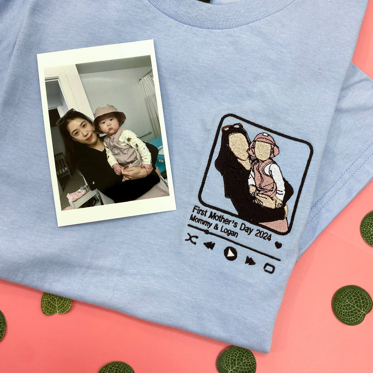 Personalized embroidered custom your own photo shirt - Handmade shirt