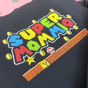 Super Mommio With Kids Name Embroidered Shirt