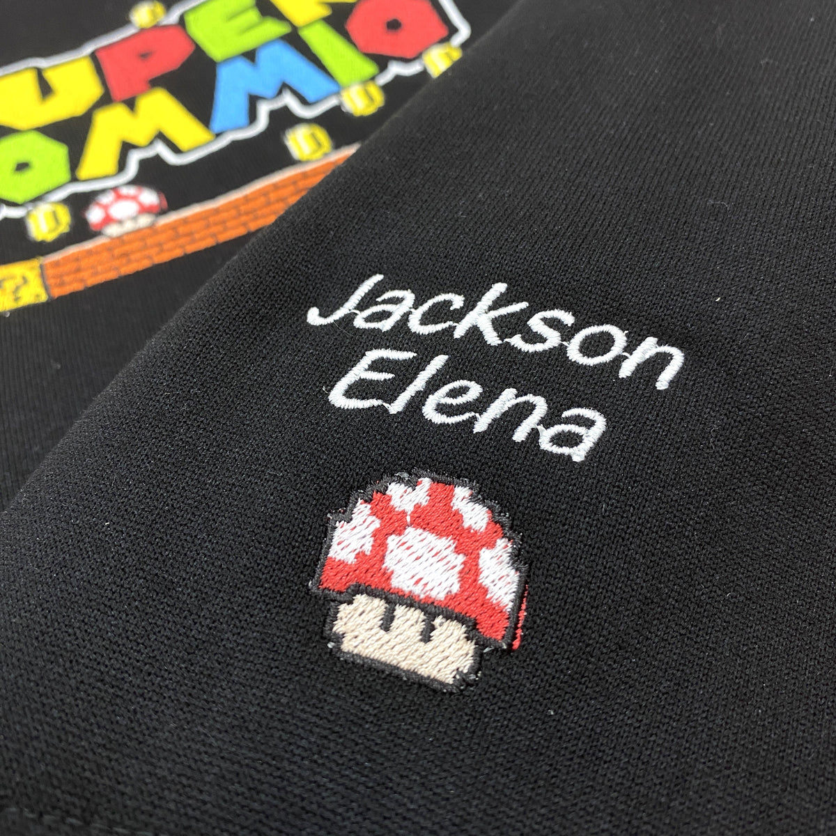 Super Mommio With Kids Name Embroidered Shirt