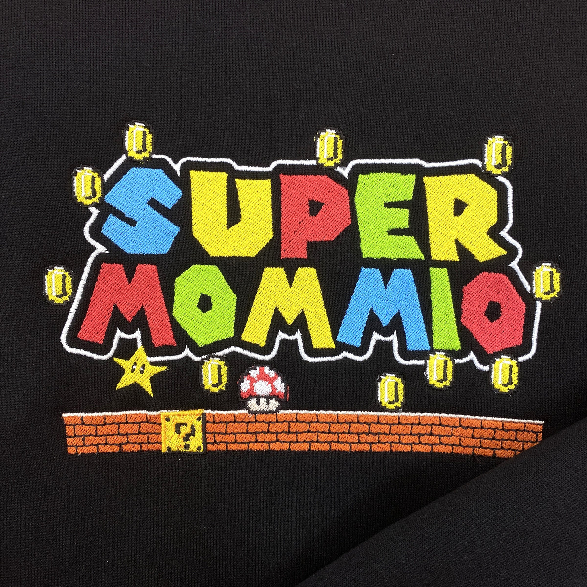 Super Mommio With Kids Name Embroidered Shirt