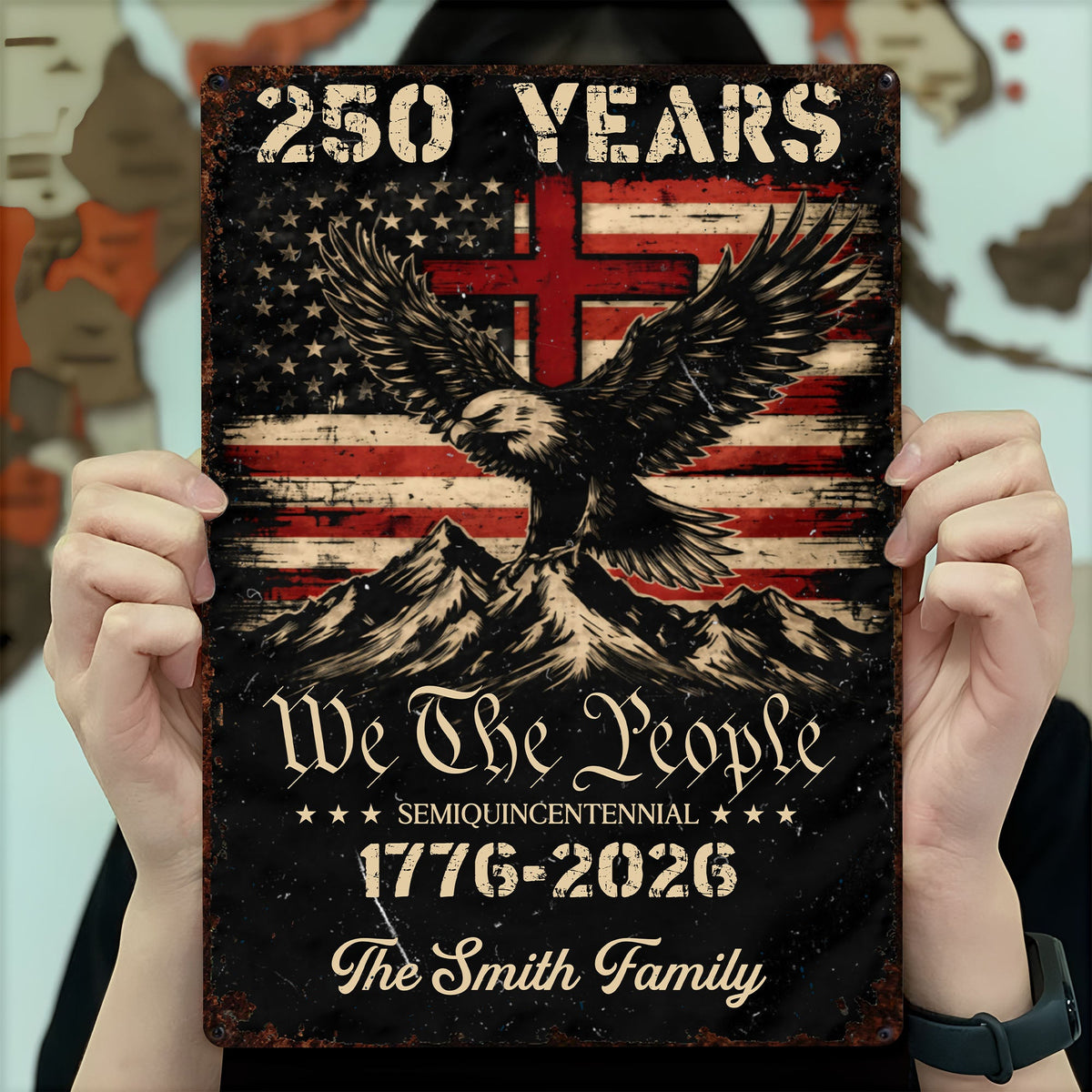 We The People Celebrating Freedom With Eagle And Stars,Personalized Metal Sign,Gift For Veterans