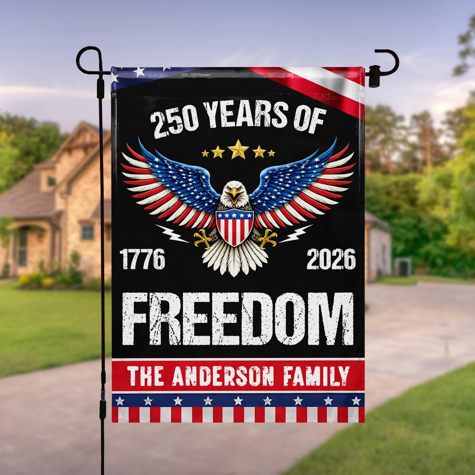 250 Years Of Freedom, Eagle And American Flag, Personalized Flag, Gift For Patriotic Americans