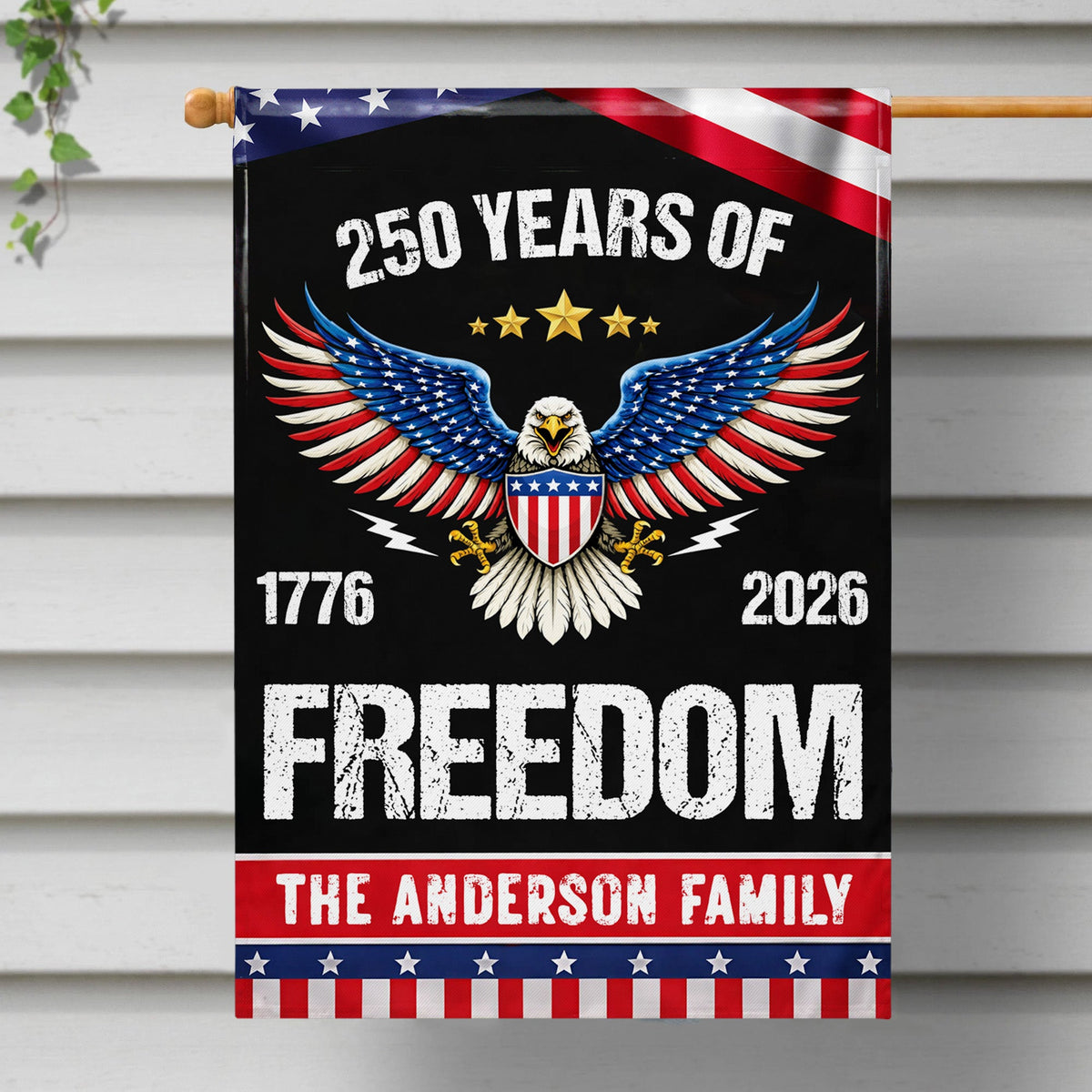 250 Years Of Freedom, Eagle And American Flag, Personalized Flag, Gift For Patriotic Americans