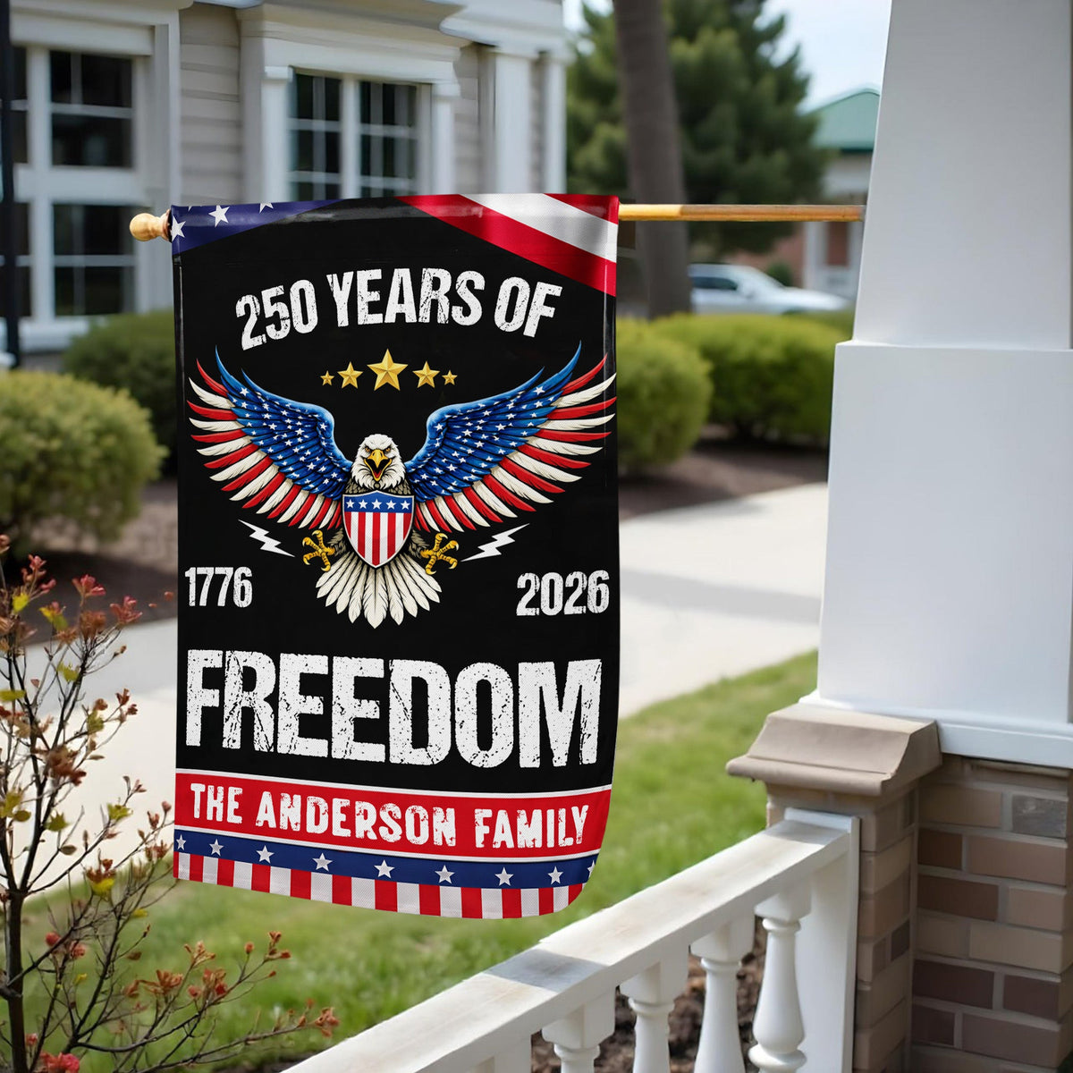 250 Years Of Freedom, Eagle And American Flag, Personalized Flag, Gift For Patriotic Americans