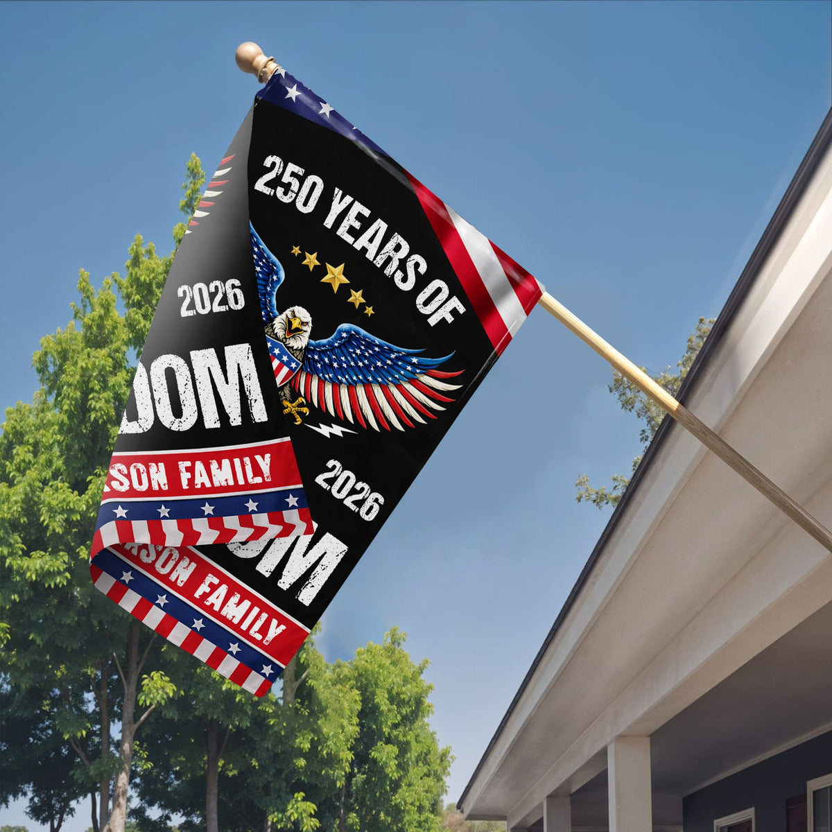 250 Years Of Freedom, Eagle And American Flag, Personalized Flag, Gift For Patriotic Americans