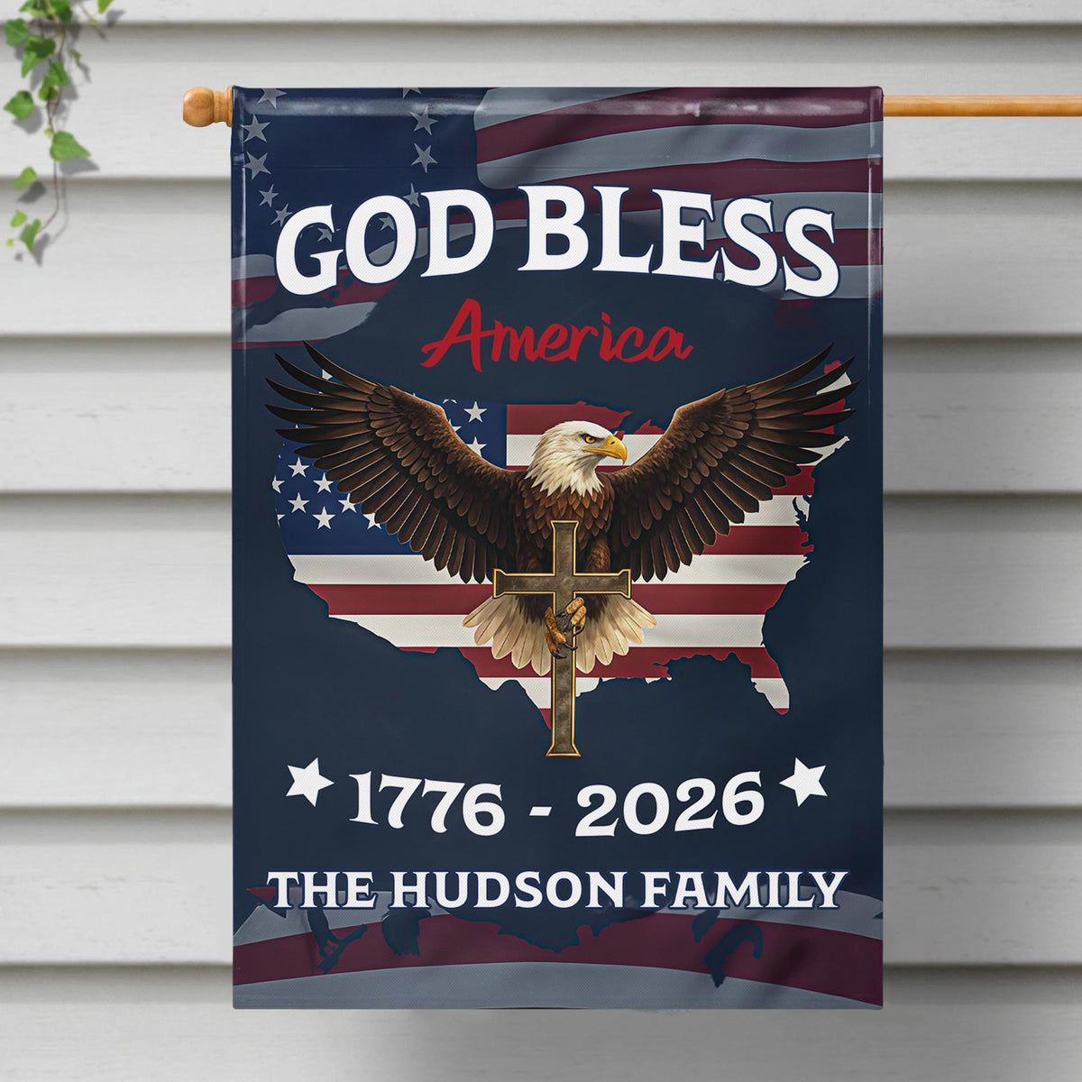 God Bless America With Eagle And American Flag,Personalized Flag,Gift For Patriotic Americans