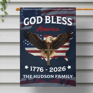 God Bless America With Eagle And American Flag,Personalized Flag,Gift For Patriotic Americans