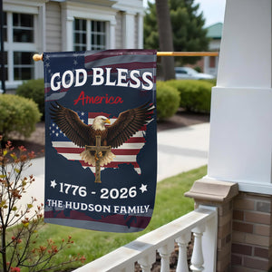 God Bless America With Eagle And American Flag,Personalized Flag,Gift For Patriotic Americans
