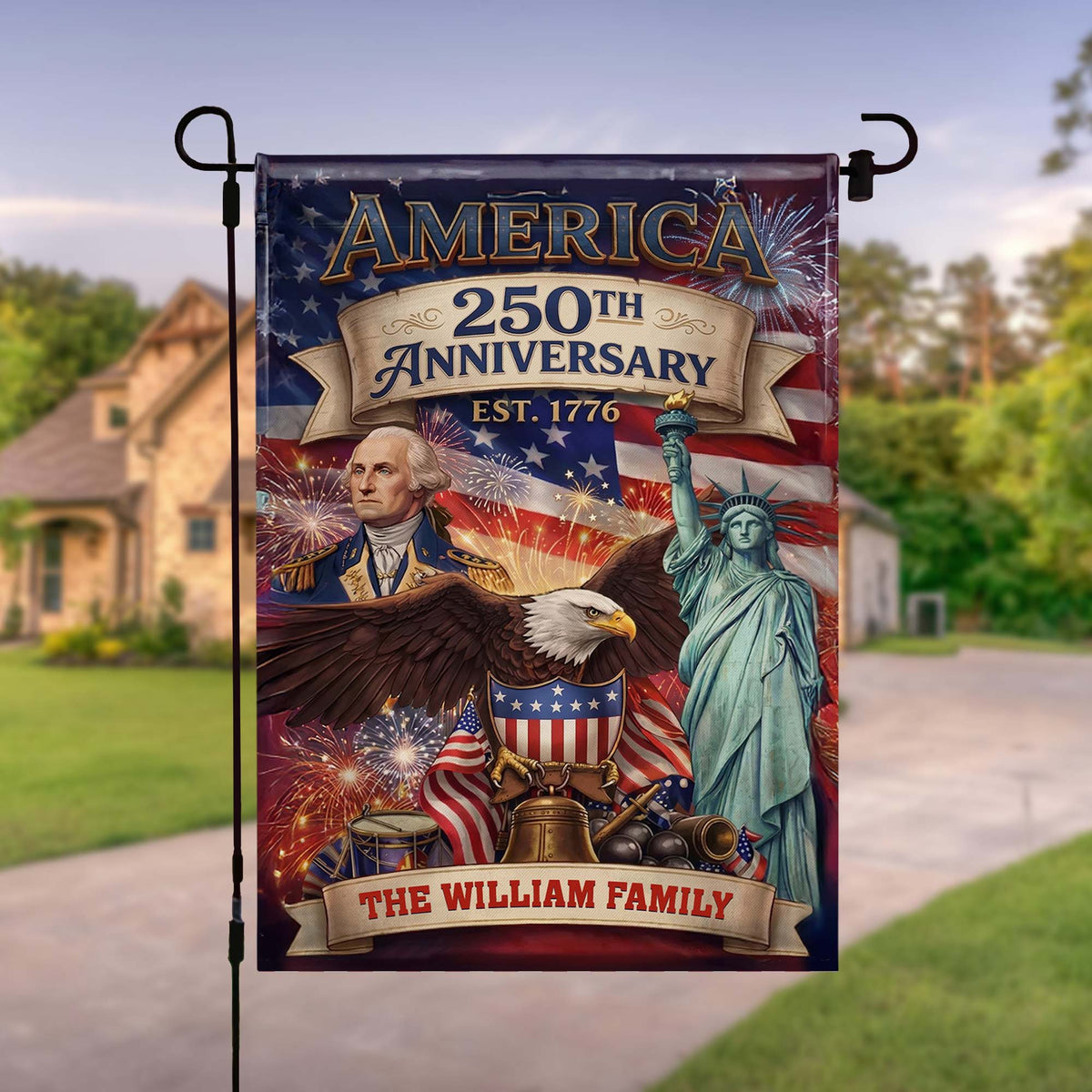 America Anniversary, Personalized Flag, Gift For Family and Patriots