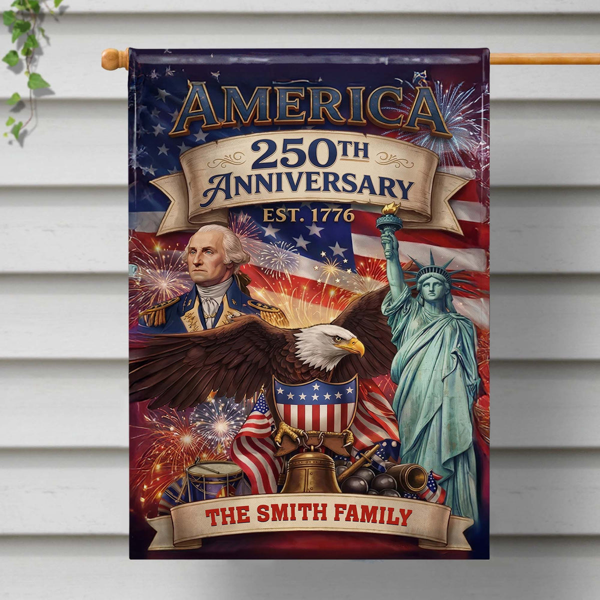 America Anniversary, Personalized Flag, Gift For Family and Patriots