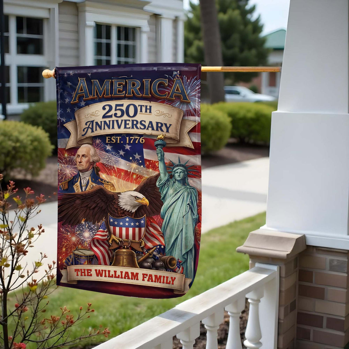 America Anniversary, Personalized Flag, Gift For Family and Patriots