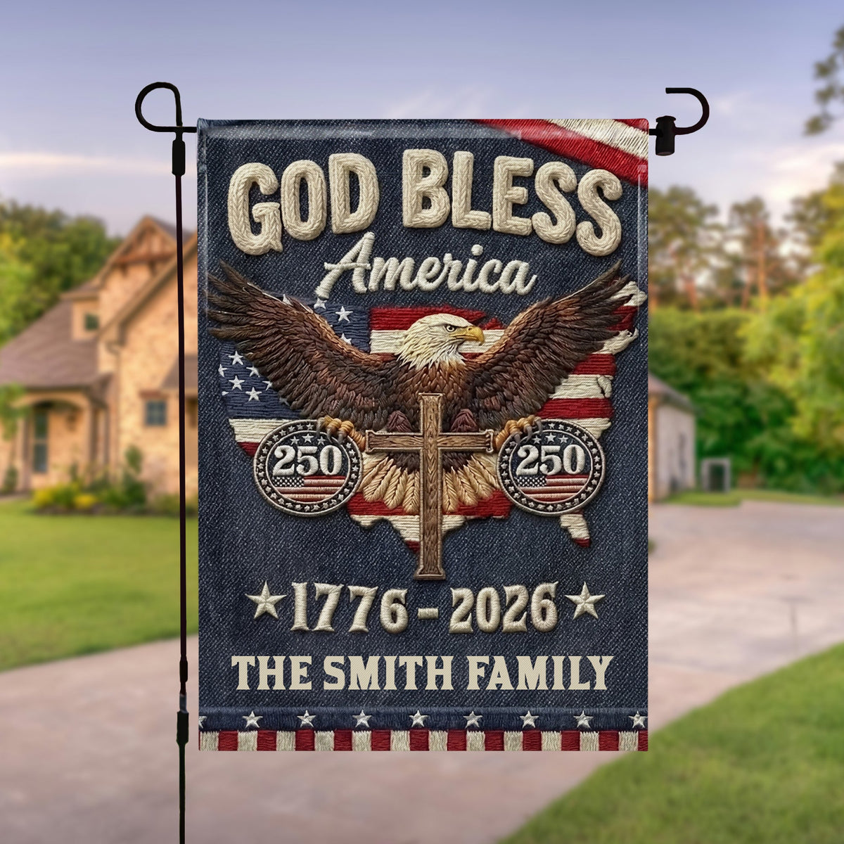 God Bless America, Personalized Flag, Gift For Patriots and Family