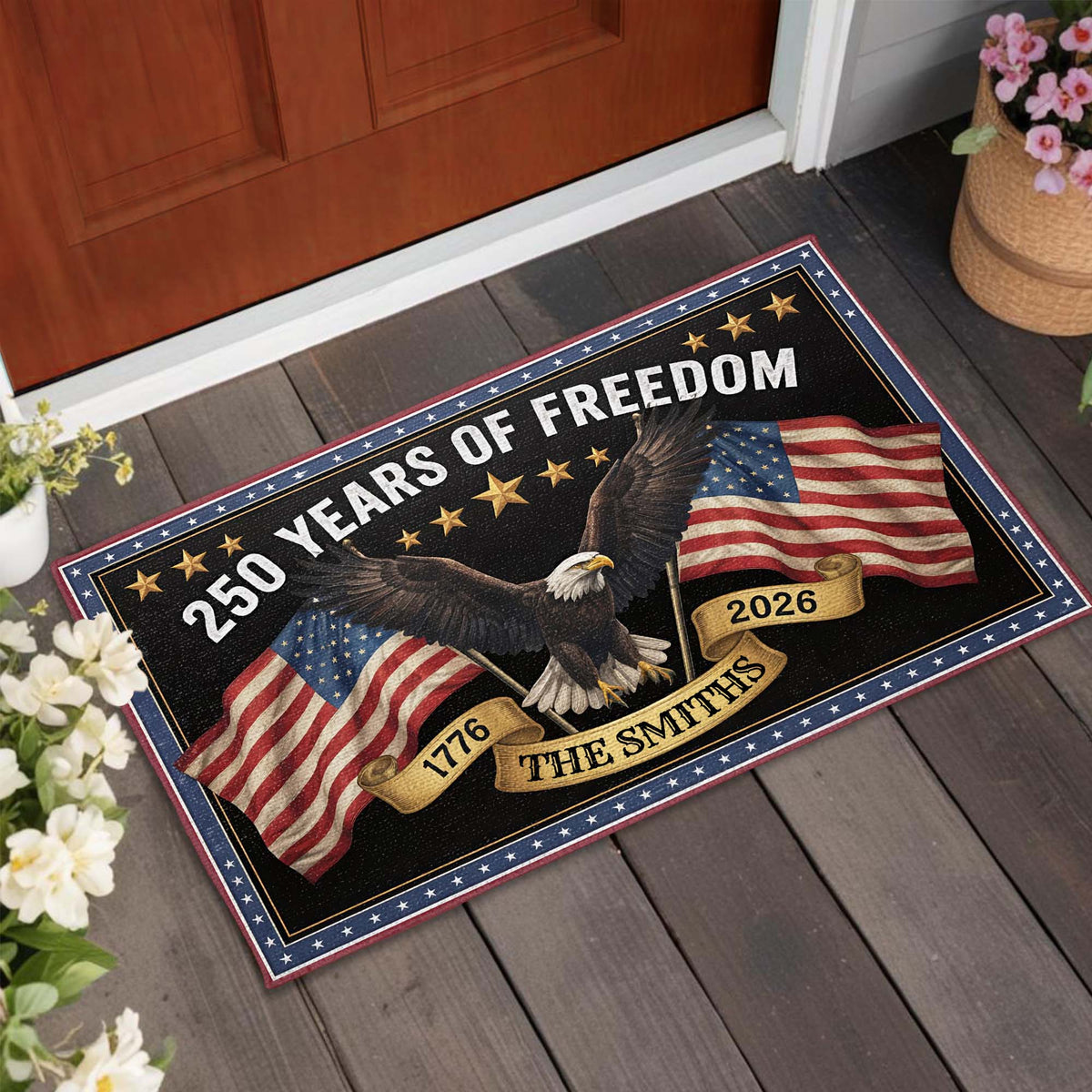 250 Years Of Freedom, Personalized Doormat, Gift For Patriotic Families