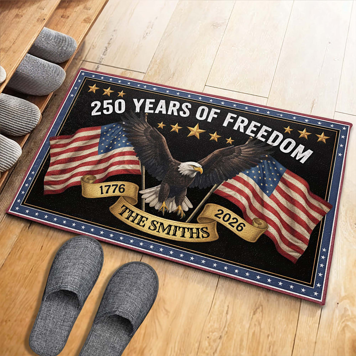 250 Years Of Freedom, Personalized Doormat, Gift For Patriotic Families