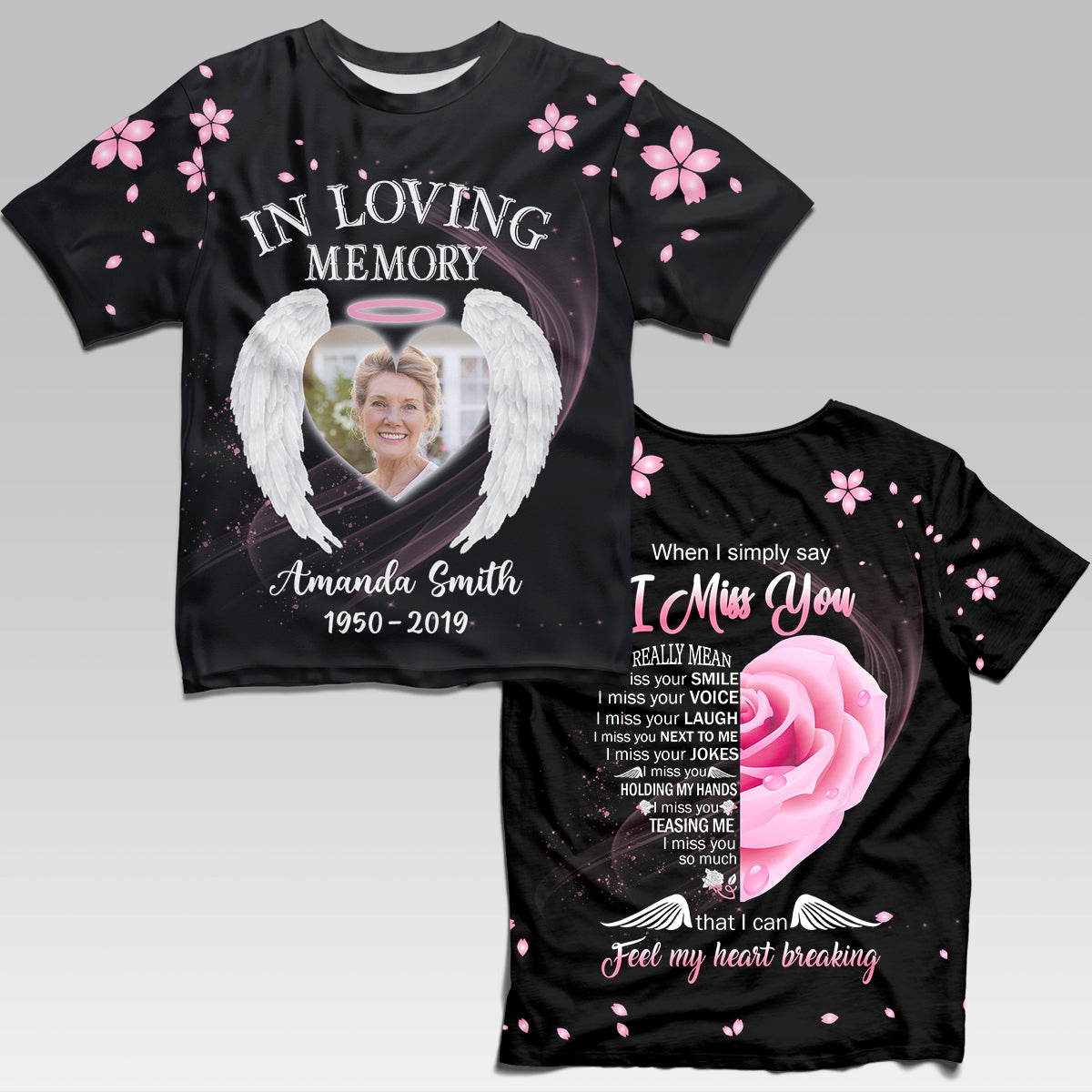 I Miss You Personalized Photo 3D All Over Print Shirt Memorial Gift