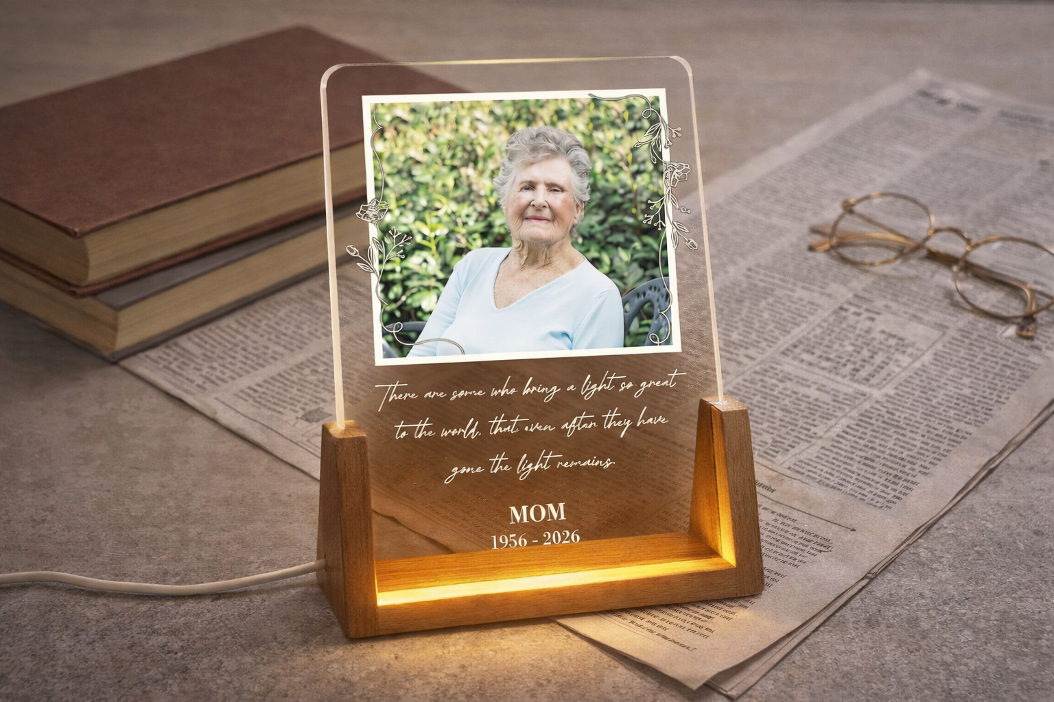 Custom Memorial Photo LED Night Light, Mom In Loving Memory Light Plaque, Grandma Memorial Gift, Remembrance Sympathy Gift
