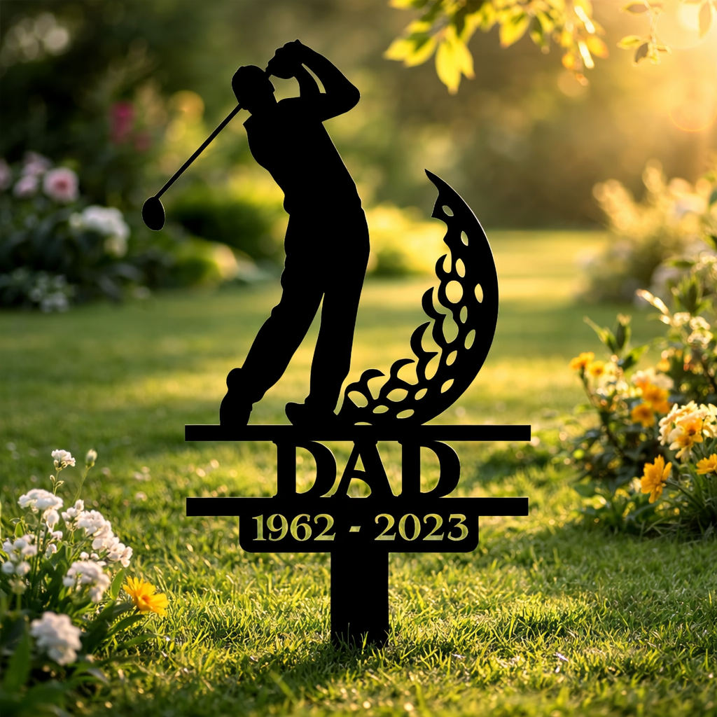 Personalized Golfer Memorial Stake, Golfer Name Sign, Golfer Loss, Sympathy Sign, Grave Marker, Remembrance Stake, Garden Sign, Golf Lover Gift