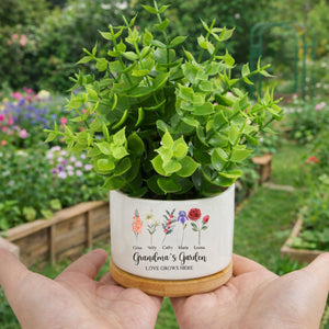 Mothers Day Plant Pot, Personalised Birth Flower Mini Pot, Grandma's Garden Pot for Mom Nanny, Perfect Gift for Her, Family Flower Plant Pot